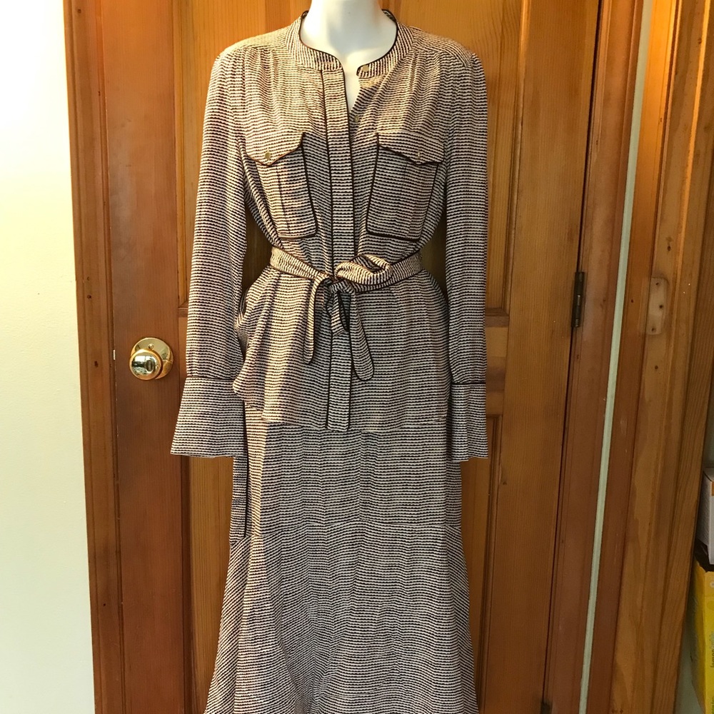 Me + Em Scallop Print Silk Skirt & Blouse - Size M